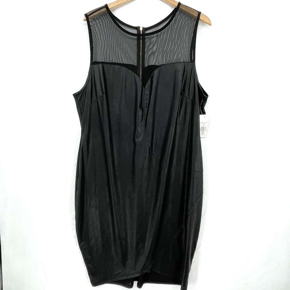 Fashion To Figure Women's‎ Plus Size 2 Sleeveless Faux Leather Dress Black